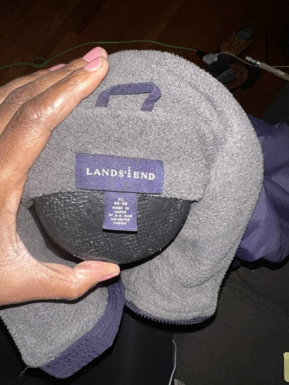 Vintage 80s Lands End Squall Jacket Mens XL Navy Blue Fleece Lined Made In Korea - Picture 3 of 3